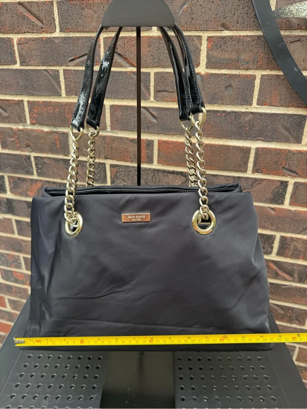Kate Spade Lindenwood Elena Black Nylon Chain Tote WKRU1319